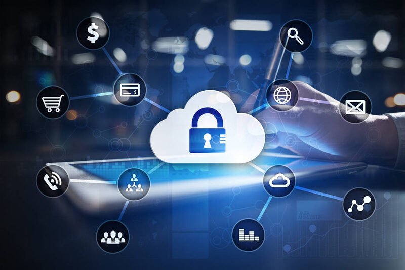Cloud security with connected service icons